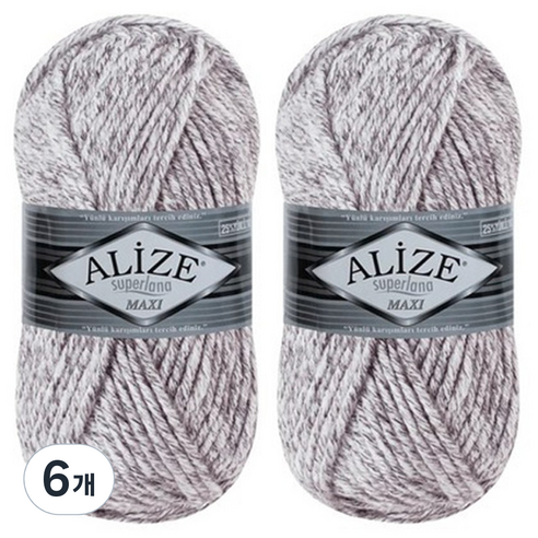 alize yarna 슈퍼라나 맥시 뜨개실, 화이트멜란지, 6개