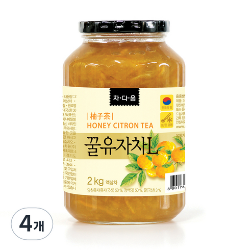 녹차원 차다움 꿀유자차, 2kg, 4개