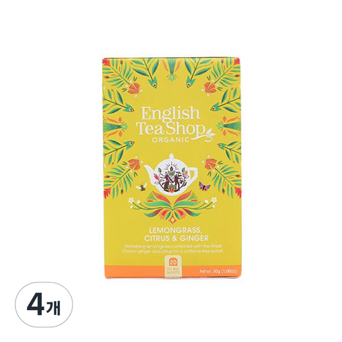 잉글리시티샵 영국 유기농 허브티 레몬그라스 시트러스 & 진저, 1.5g, 20개입, 4개