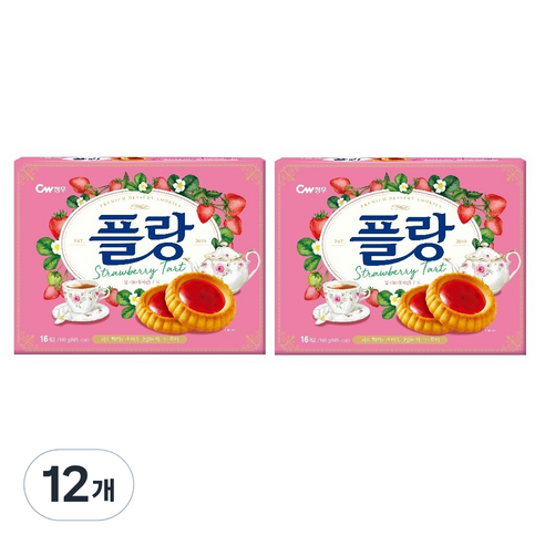 청우식품 플랑 딸기 타르트 쿠키, 160g, 12개