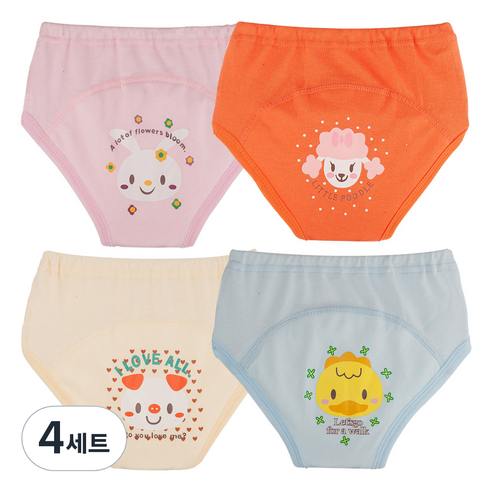 아가짱 캐릭터 배변훈련팬티 4종 세트, A(분홍색, 주황색, 노란색, 하늘색), 4세트
