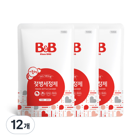 비앤비 젖병세정제 리필, 400ml, 12개