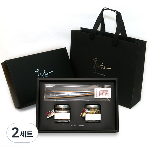 꽃보다차 아담한 꽃차 2종 선물세트, 메리골드꽃 4g + 목련꽃 1.5g + 차집게 + 쇼핑백, 2세트