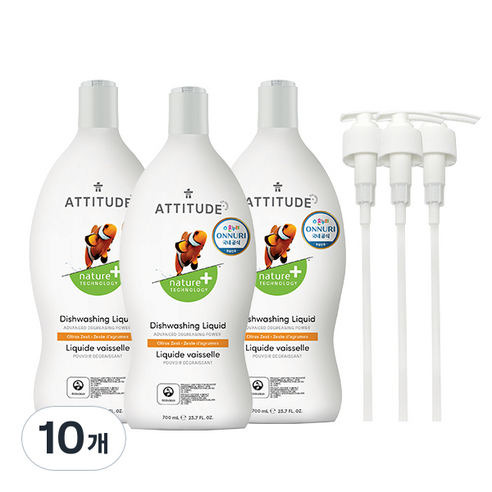 에티튜드 주방세제 시트러스제스트 향, 700ml, 10개