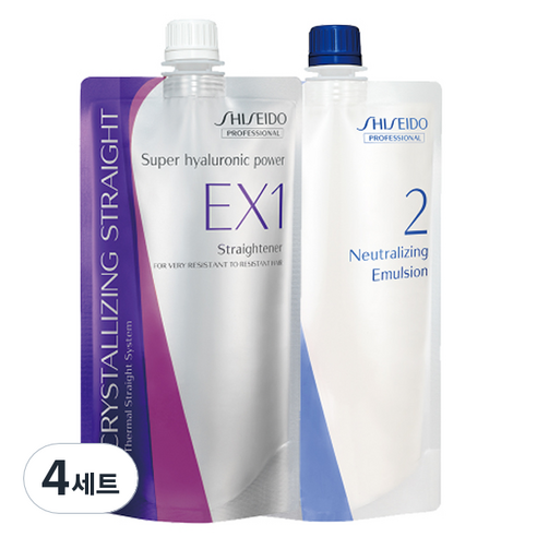 시세이도 크리스탈라이징 스트레이트 매직약 EX 강한곱슬 모발용 1제 400ml + 2제 400ml, 1ml, 4개