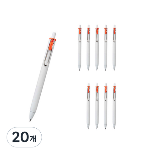 유니볼 원 중성 잉크펜 0.38mm, 만다린오렌지, 20개