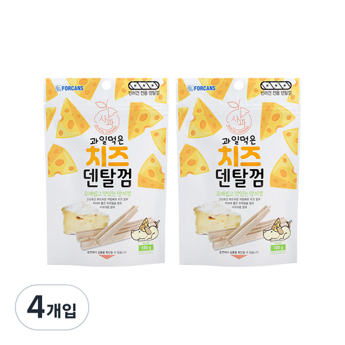 포켄스 강아지 과일먹은 치즈덴탈껌, 사과, 100g, 4개