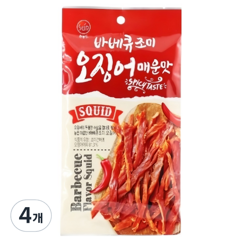 썬푸드 바베큐 조미오징어 매운맛, 30g, 4개