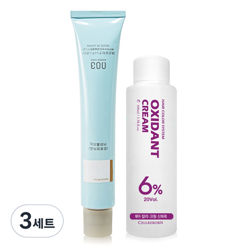 넘버쓰리 리크로마 패션 그레이 염색제 + 산화제 100ml, 6/03, 3세트