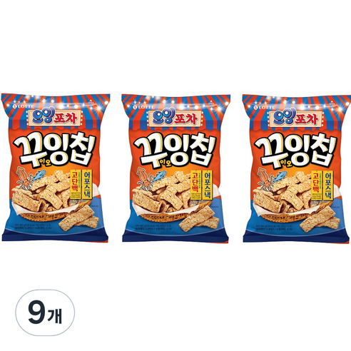 롯데제과 오잉포차 꾸이오잉칩, 9개, 100g