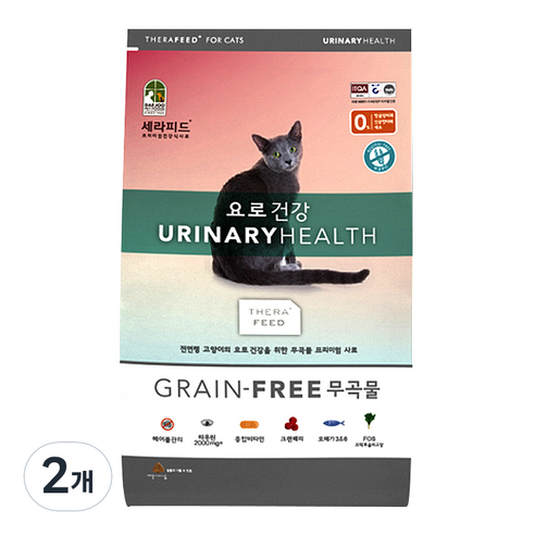 대주펫푸드 전연령 세라피드 고양이 그레인프리 요로건강 기능성사료, 2kg, 2개