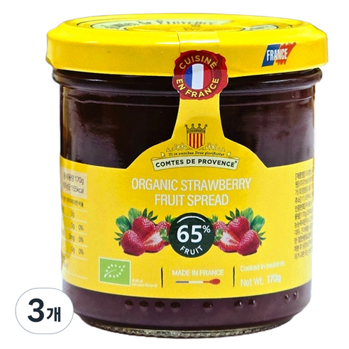 꼼드프로방스 딸기잼, 170g, 3개