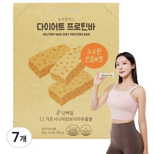 뉴트립 다이어트 프로틴바 12p, 360g, 7개