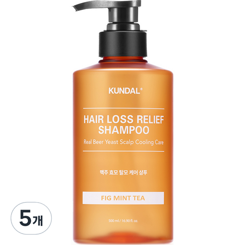 쿤달 맥주효모 탈모샴푸 피그 민트티향, 5개, 500ml