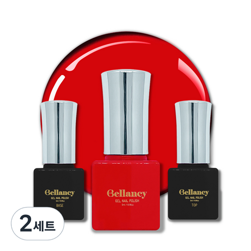 벨랑시 원스텝 젤네일 5ml + 젤네일 베이스 5ml + 젤네일 탑 5ml 세트, 2세트, 벨랑시 베이스 5ml+SN 09 체리 레드 5ml+벨랑시 탑 5ml