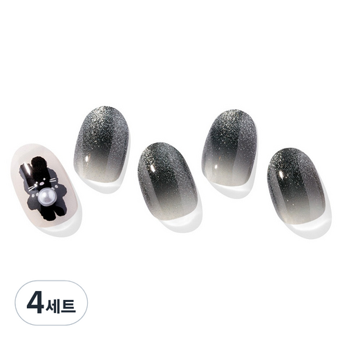 오호라 N 버니 네일스티커 세트, 블랙, 4세트