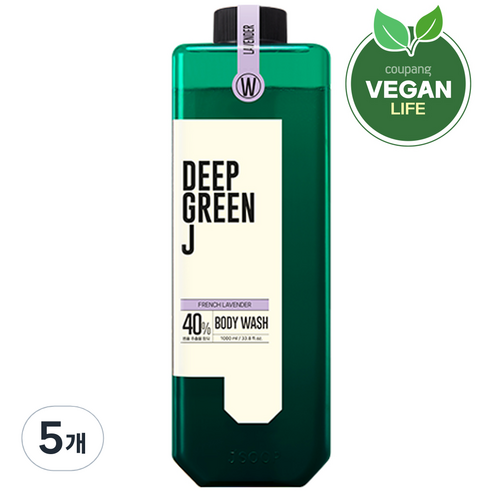 제이숲 딥그린제이 아로마 약산성 비건 바디워시 프렌치 라벤더, 1000ml, 5개