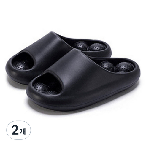 살림여왕 지압 커플 슬리퍼 280mm, 블랙, 2개