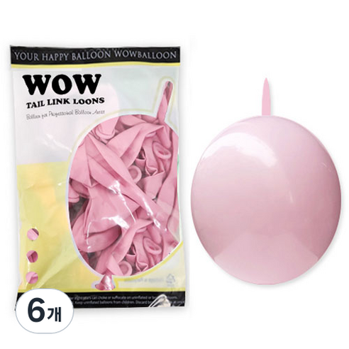 와우파티코리아 와우링커룬 마카롱 풍선 15cm 50p, 핑크, 6개
