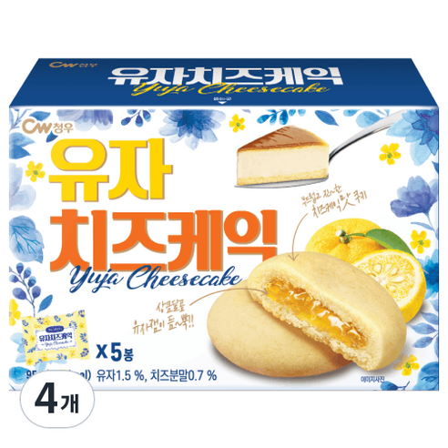 청우식품 유자 치즈케익, 95g, 4개
