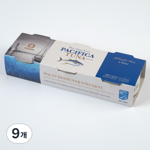 퍼시피카 튜나 인 워터, 90g, 9개