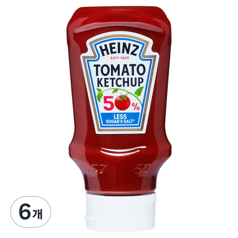 하인즈 50% 슈가 앤 솔트 토마토 케찹, 435g, 6개