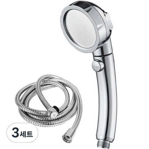 리빙이프 3단 온오프 강력 절수 샤워기 + 샤워줄 2m 세트, 3세트, 혼합색상