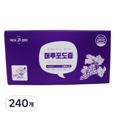 농부야부탁해 머루포도즙, 100ml, 240개