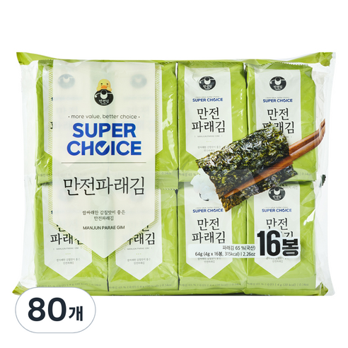 만전김 슈퍼초이스 파래김, 4g, 80개