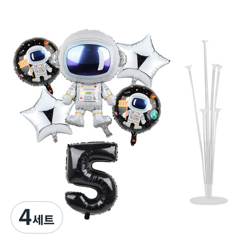 마켓감성 우주비행사 숫자 풍선 장식 세트, TYPE 6, 4세트