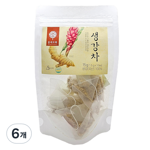 몸애조화 생강차 티백, 1.5g, 6개, 10개입