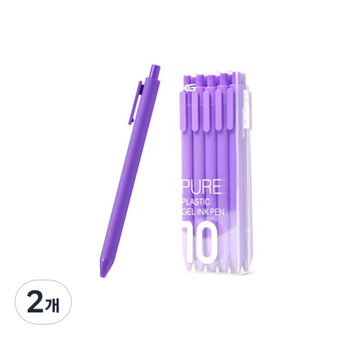 KACO PURE 컬러 소프트 젤펜 블랙심 0.5mm 10p, 퍼플, 2개