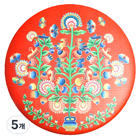 디자인가안채 양면손거울 자수 75 x 75 mm, 레드, 5개