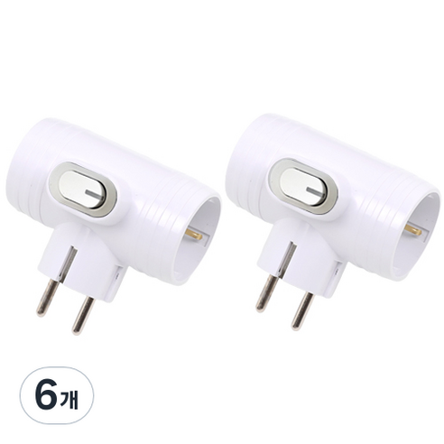 에코파워탭 개별 절전 T자 3구 LED스위치 멀티탭 EPM-403T, 8.5cm, 화이트, 6개