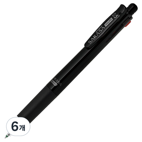 제브라 볼샤 사라사 4+1 J4SA11 볼펜 0.5mm + 샤프 0.5mm, 블랙, 6개