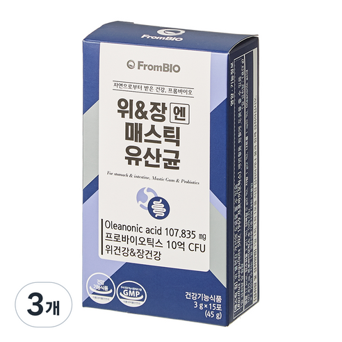 프롬바이오 위 앤 장엔 매스틱 유산균, 15회분, 45g, 3개