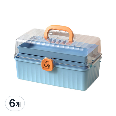 아리코 다용도 3단 구급상자 블루 M, 6개