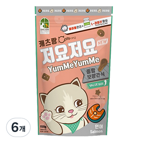 캐츠랑 저요저요 고양이 보양간식, 연어, 150g, 6개