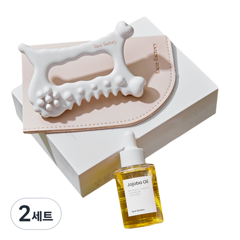 페이스팩토리 디톡 괄사 마사저 + 호호바 오일 30ml, 화이트, 2세트