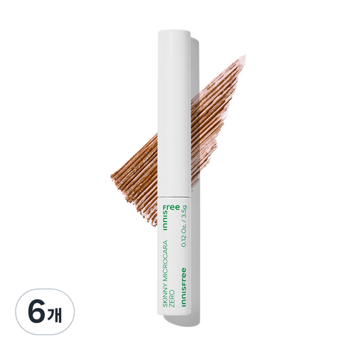 이니스프리 스키니 꼼꼼 마스카라 Zero 3.5g, 2호 브라운, 6개