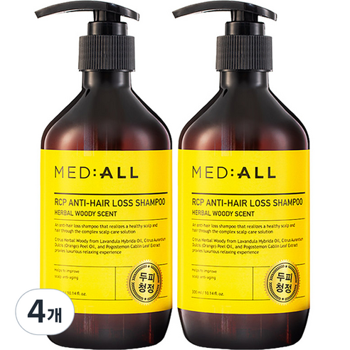 메디올 알시피 안티 헤어 로스 두피청정 샴푸 우디향, 300ml, 4개