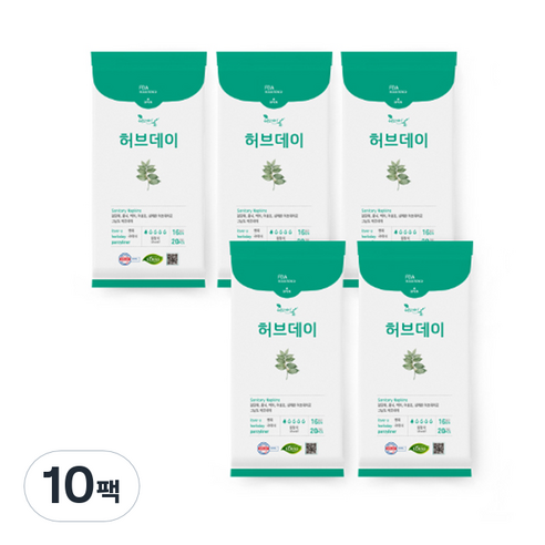허브데이 생리대 팬티라이너, 일반, 20매입, 10팩