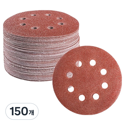 OON 원형 사포 샌딩 페이퍼 8홀 1200방 125mm, 150개