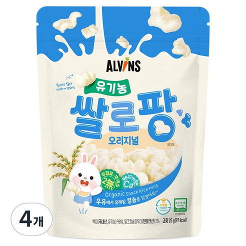 엘빈즈 유기농 쌀로팡 오리지널, 25g, 4개, 오리지널맛