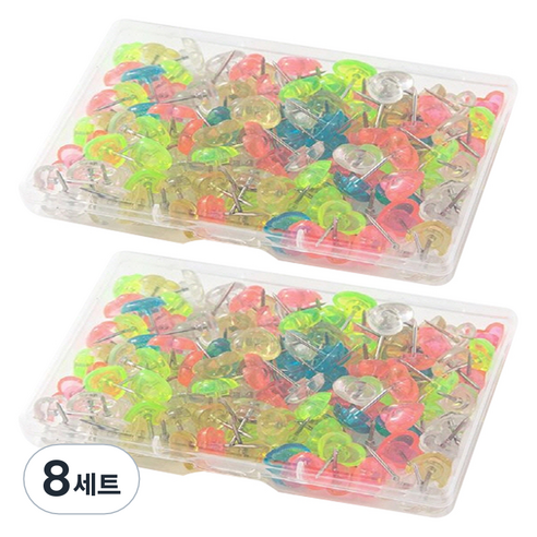 문구담 귀여운 하트모양 압정 50p 세트 투명컬러, 8세트