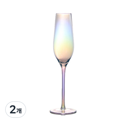 코지테이블 오로라 프리즘 홀로그램 글라스 샴페인 베이직, 210ml, 2개