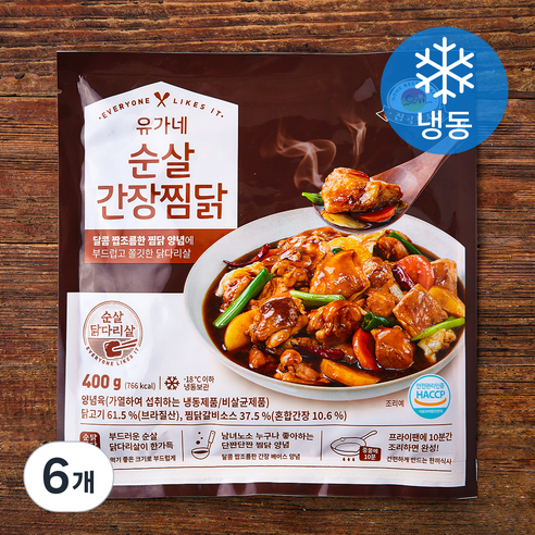 유가네 순살 간장찜닭 (냉동), 6개, 400g