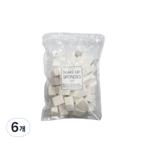 디앤케이 대용량 메이크업 하우스 퍼프 50p, 화이트, 6개