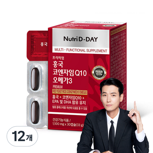 뉴트리디데이 프리미엄 홍국 코엔자임 Q10 오메가3 33g, 30정, 12개