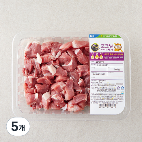 포크빌 농협 한돈팩 앞다리살 찌개용 (냉장), 300g, 5개